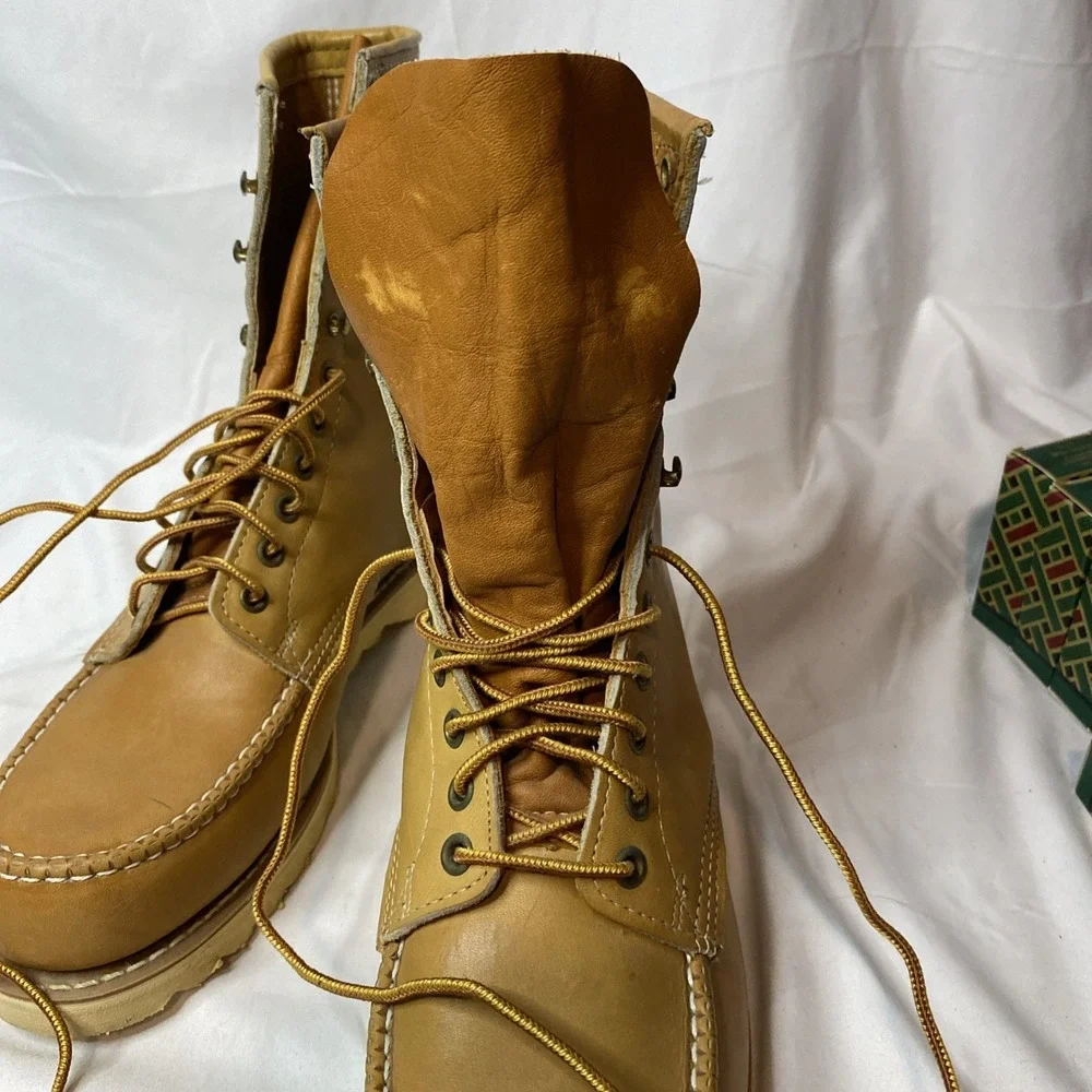 Vintage Sears Heritage Leather Soft Moc Toe Lace Up Boots Style 86255. Size 9D